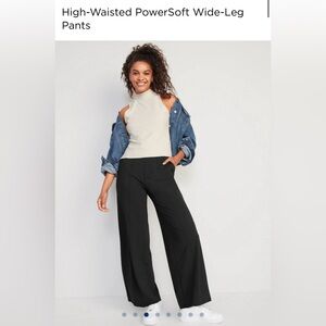 NWT High-Waisted PowerSoft Wide-Leg Pants for Women in black